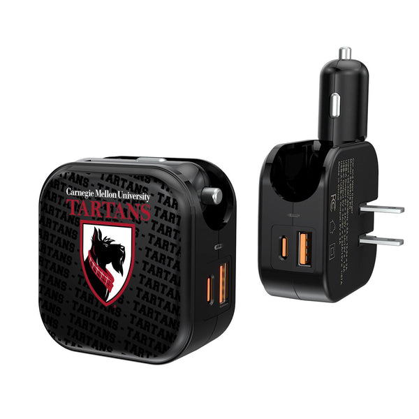 Carnegie Mellon Tartans Text Backdrop 2 in 1 USB A/C Charger