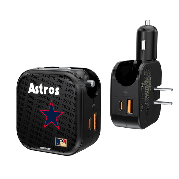 Houston Astros 1975-1981 - Cooperstown Collection Blackletter 2 in 1 USB A/C Charger