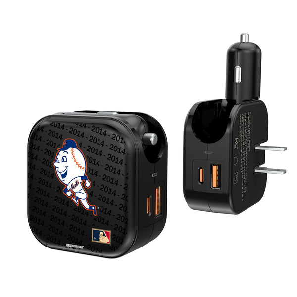 New York Mets 2014 - Cooperstown Collection Blackletter 2 in 1 USB A/C Charger
