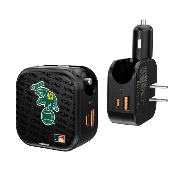 Oakland As  Home 1988 - Cooperstown Collection Blackletter 2 in 1 USB A/C Charger
