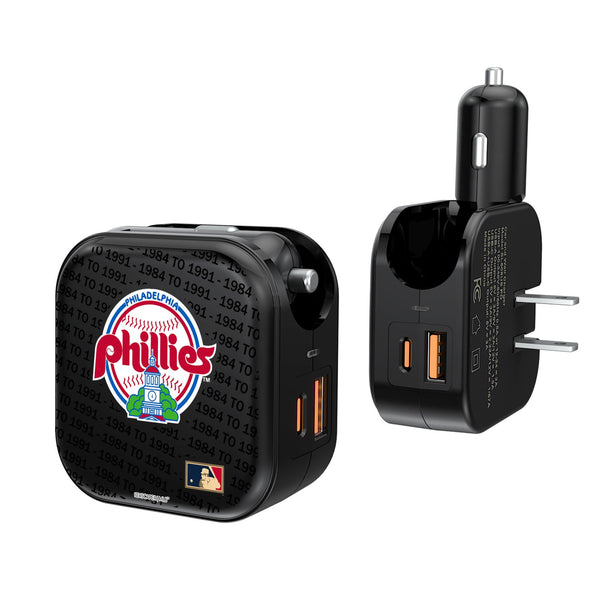 Philadelphia Phillies 1984-1991 - Cooperstown Collection Blackletter 2 in 1 USB A/C Charger