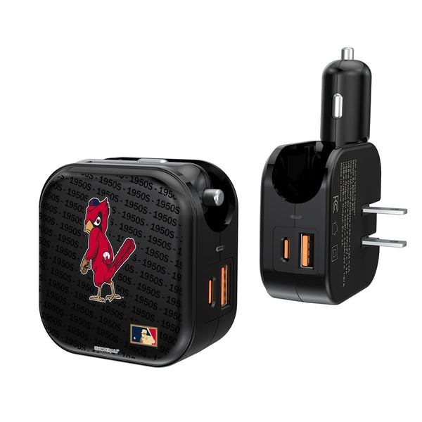 St louis Cardinals 1950s - Cooperstown Collection Blackletter 2 in 1 USB A/C Charger