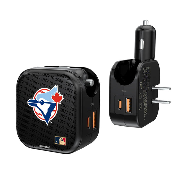 Toronto Blue Jays 1977-1988 - Cooperstown Collection Blackletter 2 in 1 USB A/C Charger