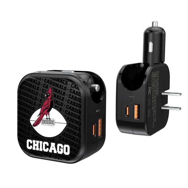 Chicago Cardinals 1947-1959 Historic Collection Blackletter 2 in 1 USB A/C Charger