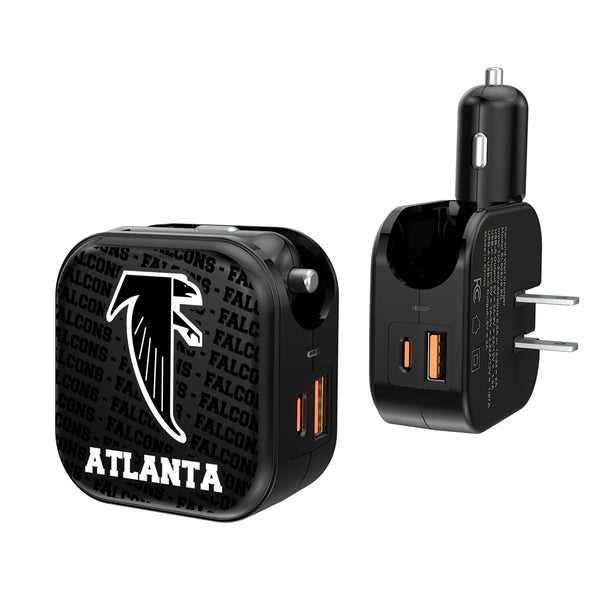 Atlanta Falcons Classic  Blackletter 2 in 1 USB A/C Charger