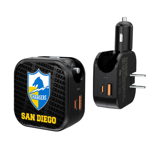 San Diego Chargers Blackletter 2 in 1 USB A/C Charger