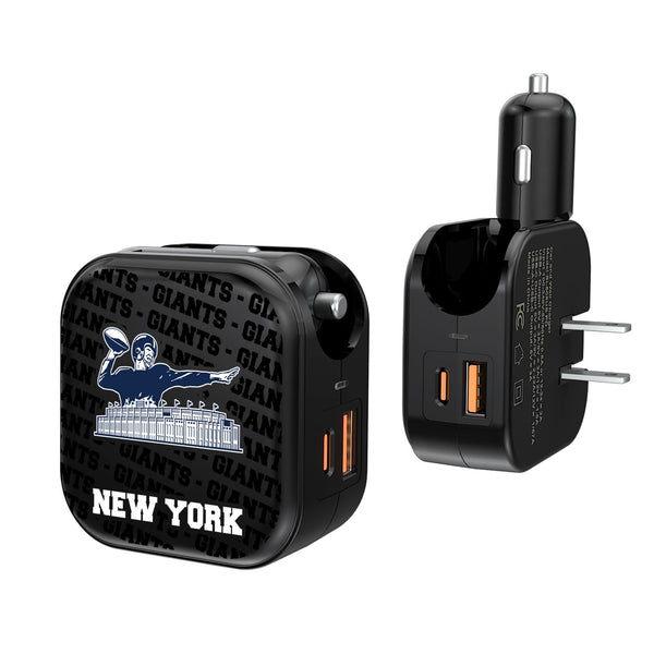 New York Giants 1960-1966 Historic Collection Blackletter 2 in 1 USB A/C Charger