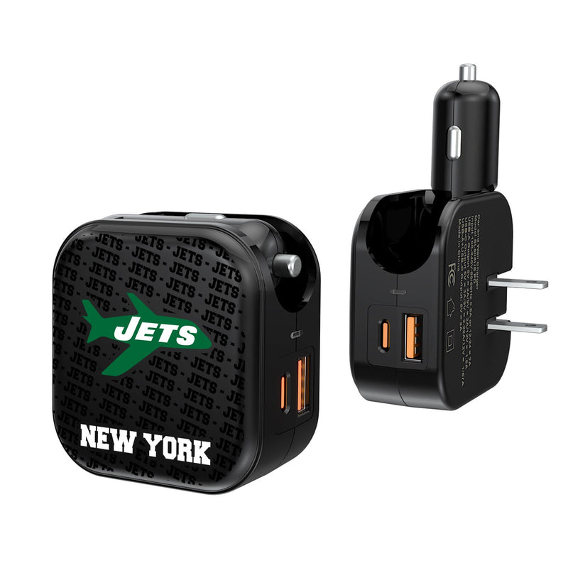 New York Jets 1963 Historic Collection Blackletter 2 in 1 USB A/C Charger
