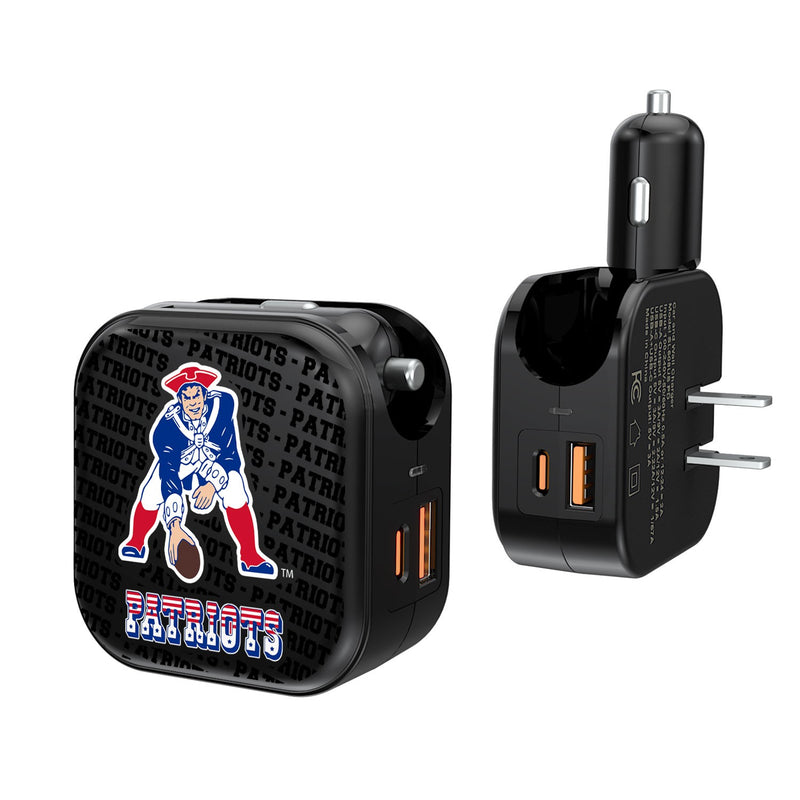 New England Patriots Blackletter 2 in 1 USB A/C Charger
