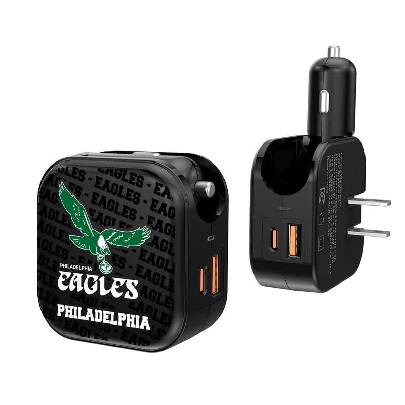 Philadelphia Eagles 1973-1995 Historic Collection Blackletter 2 in 1 USB A/C Charger