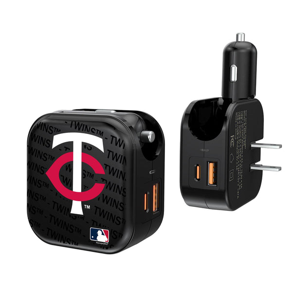 Minnesota Twins Blackletter 2 in 1 USB A/C Charger