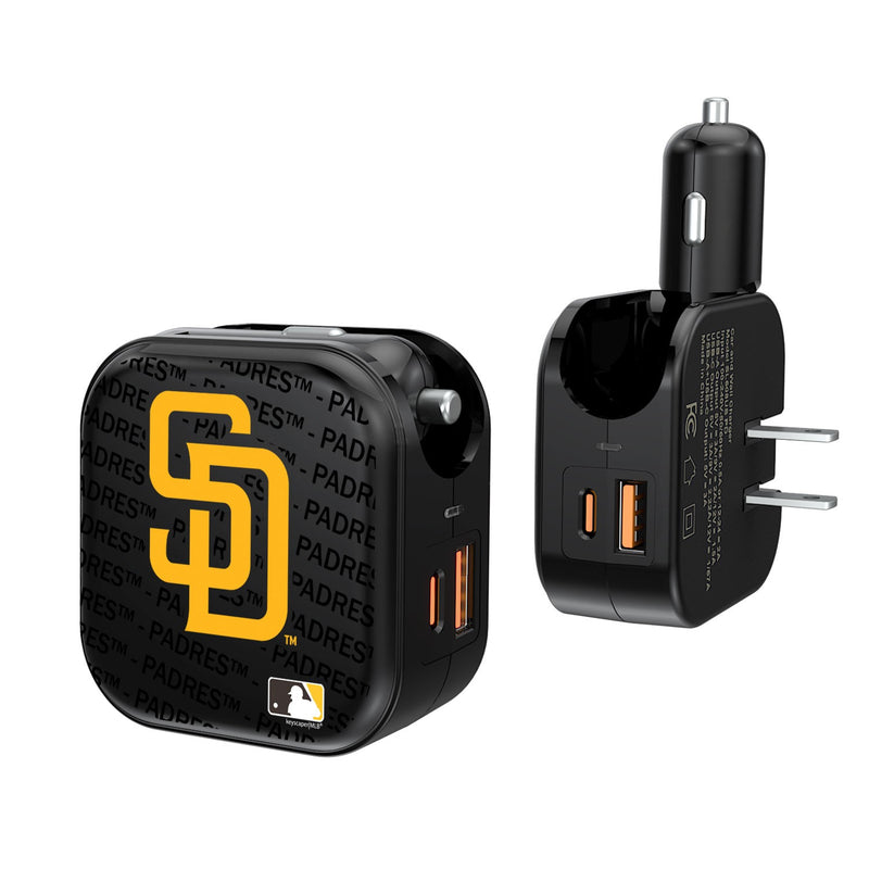 San Diego Padres Blackletter 2 in 1 USB A/C Charger