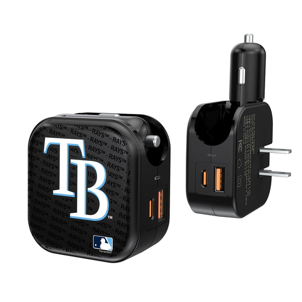 Tampa Bay Rays Blackletter 2 in 1 USB A/C Charger