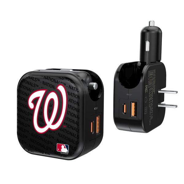 Washington Nationals Blackletter 2 in 1 USB A/C Charger