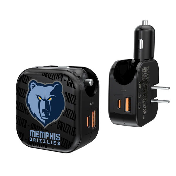 Memphis Grizzlies Blackletter 2 in 1 USB A/C Charger