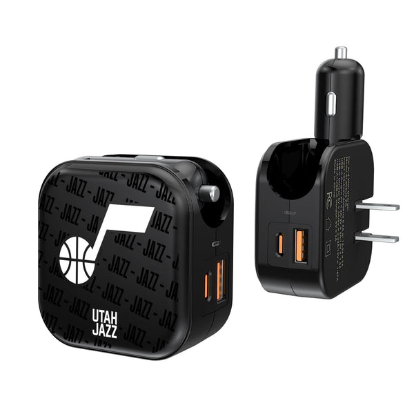 Utah Jazz Blackletter 2 in 1 USB A/C Charger