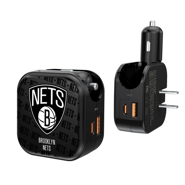 Brooklyn Nets Blackletter 2 in 1 USB A/C Charger