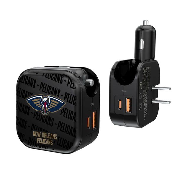 New Orleans Pelicans Blackletter 2 in 1 USB A/C Charger