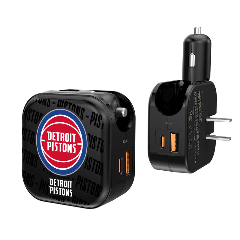 Detroit Pistons Blackletter 2 in 1 USB A/C Charger