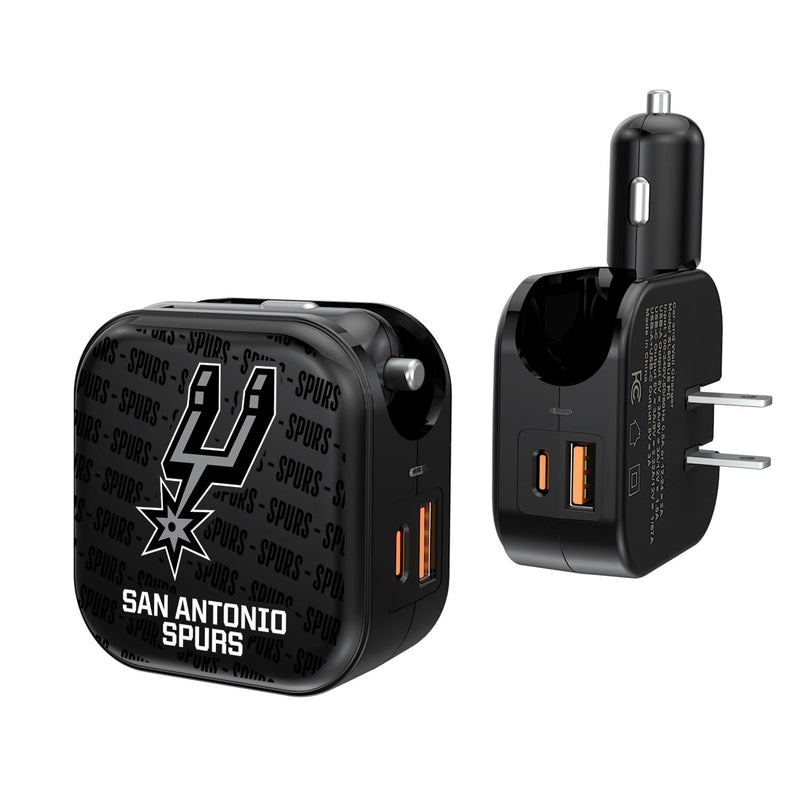 San Antonio Spurs Blackletter 2 in 1 USB A/C Charger