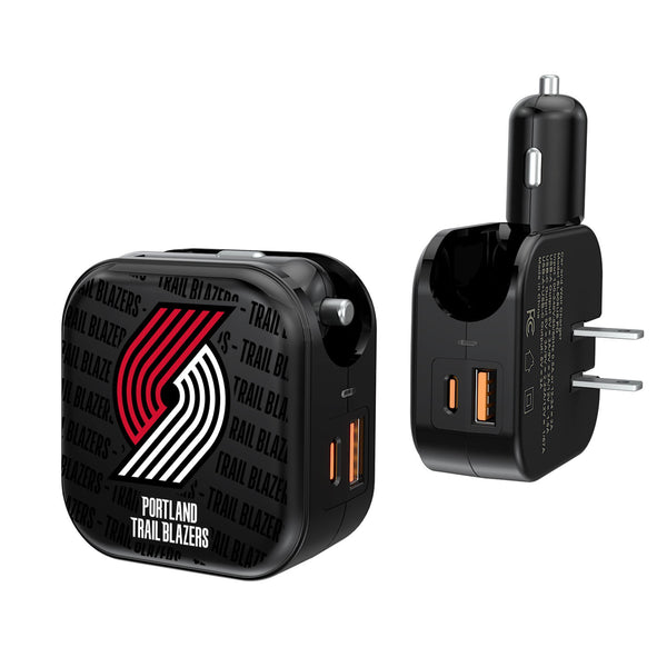 Portland Trail Blazers Blackletter 2 in 1 USB A/C Charger