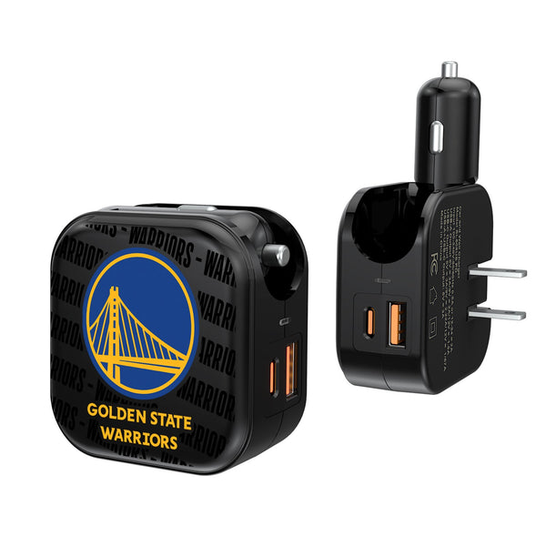 Golden State Warriors Blackletter 2 in 1 USB A/C Charger