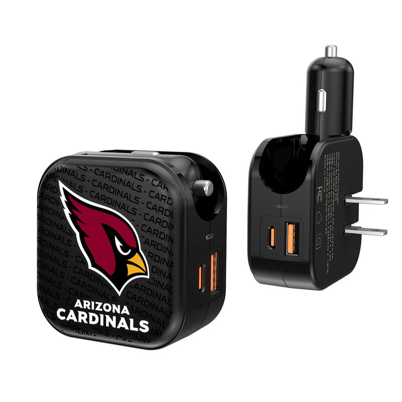 Arizona Cardinals Blackletter 2 in 1 USB A/C Charger