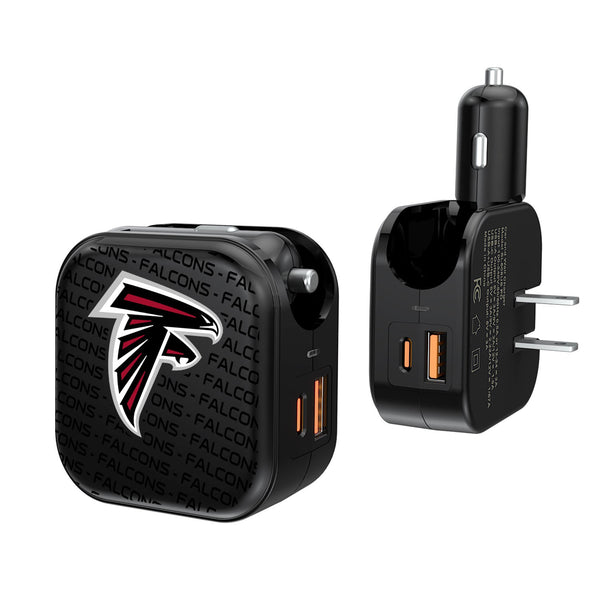 Atlanta Falcons Blackletter 2 in 1 USB A/C Charger