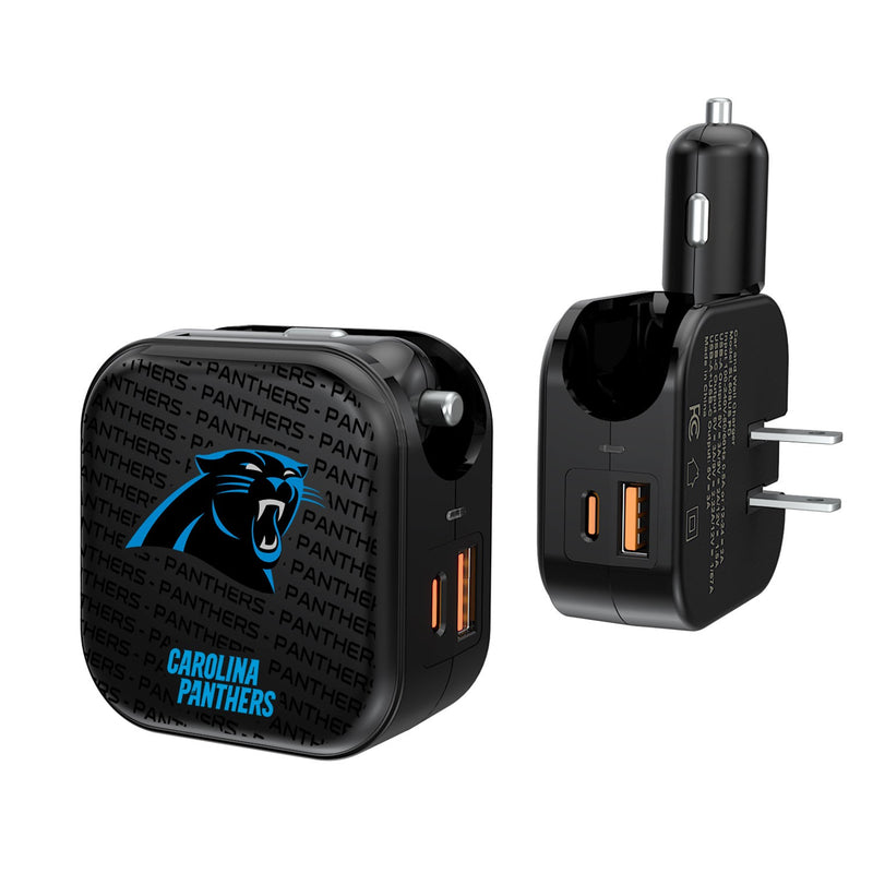 Carolina Panthers Blackletter 2 in 1 USB A/C Charger
