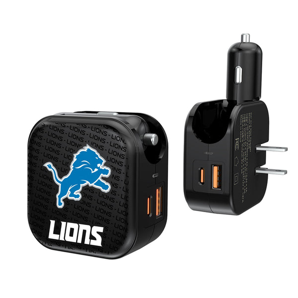 Detroit Lions Blackletter 2 in 1 USB A/C Charger