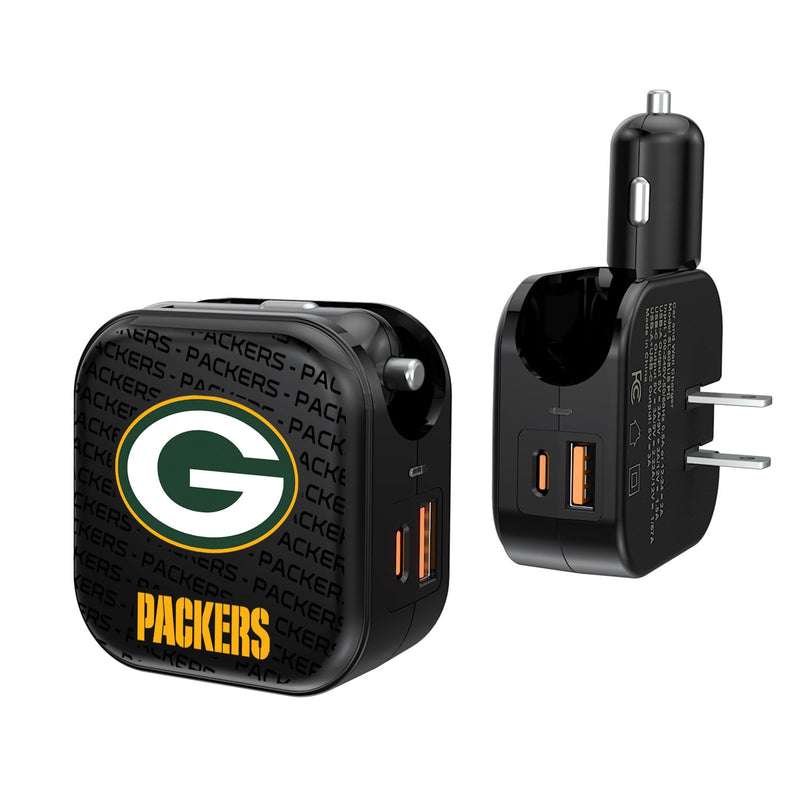 Green Bay Packers Blackletter 2 in 1 USB A/C Charger
