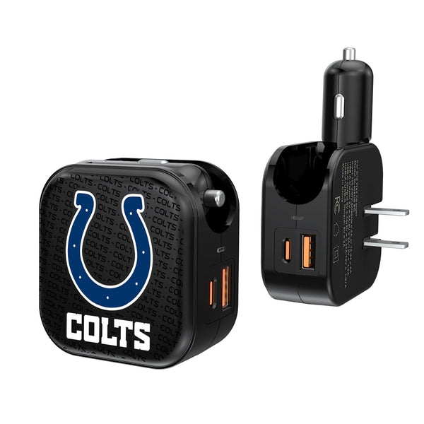 Indianapolis Colts Blackletter 2 in 1 USB A/C Charger