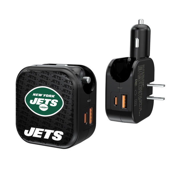 New York Jets Blackletter 2 in 1 USB A/C Charger