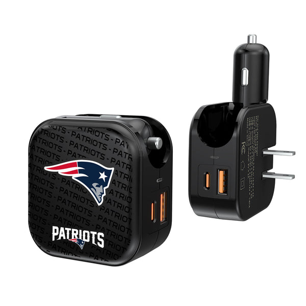 New England Patriots Blackletter 2 in 1 USB A/C Charger