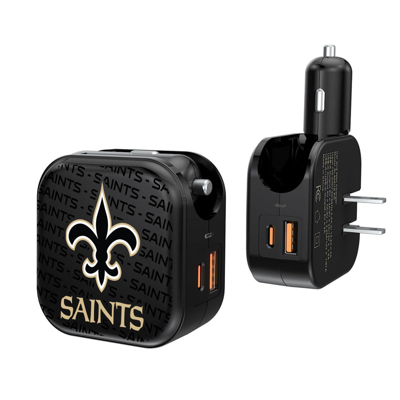 New Orleans Saints Blackletter 2 in 1 USB A/C Charger