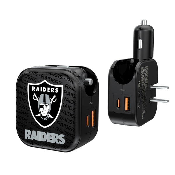 Las Vegas Raiders Blackletter 2 in 1 USB A/C Charger