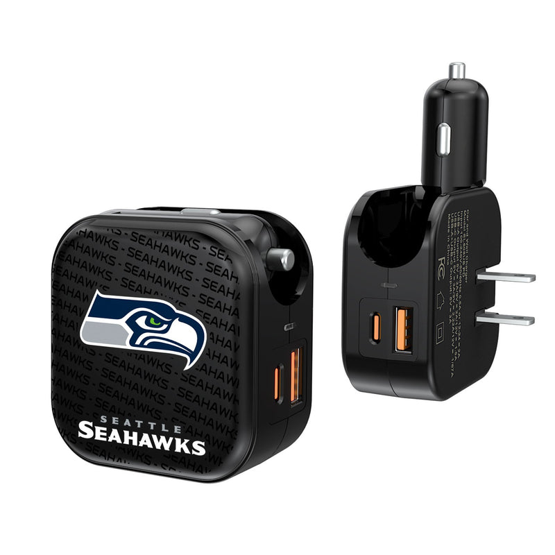 Seattle Seahawks Blackletter 2 in 1 USB A/C Charger