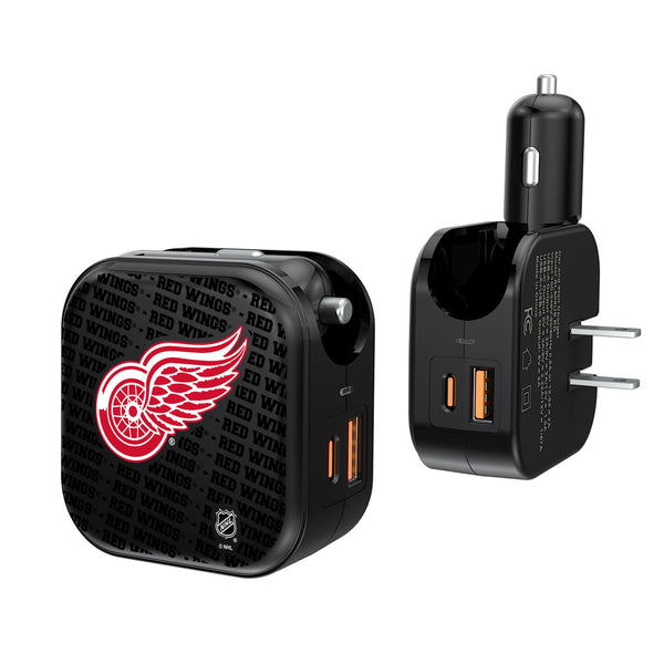 Detroit Red Wings Blackletter 2 in 1 USB A/C Charger