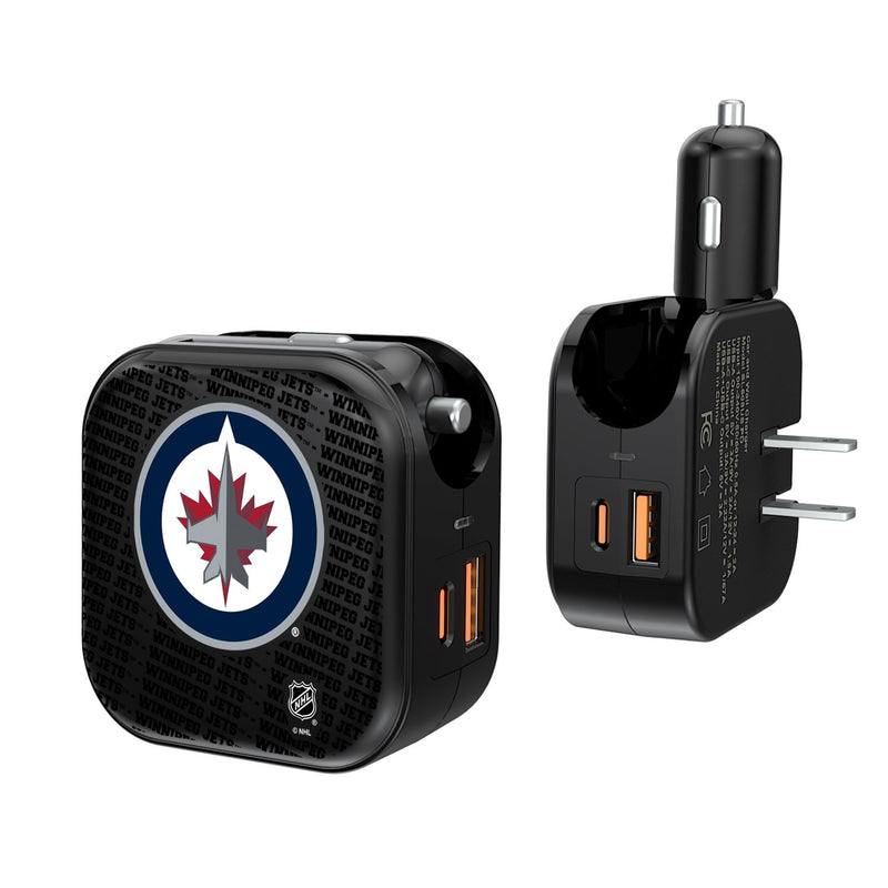 Winnipeg Jets Blackletter 2 in 1 USB A/C Charger