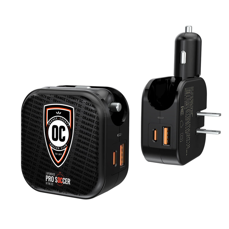 Orange County SC  Blackletter 2 in 1 USB A/C Charger