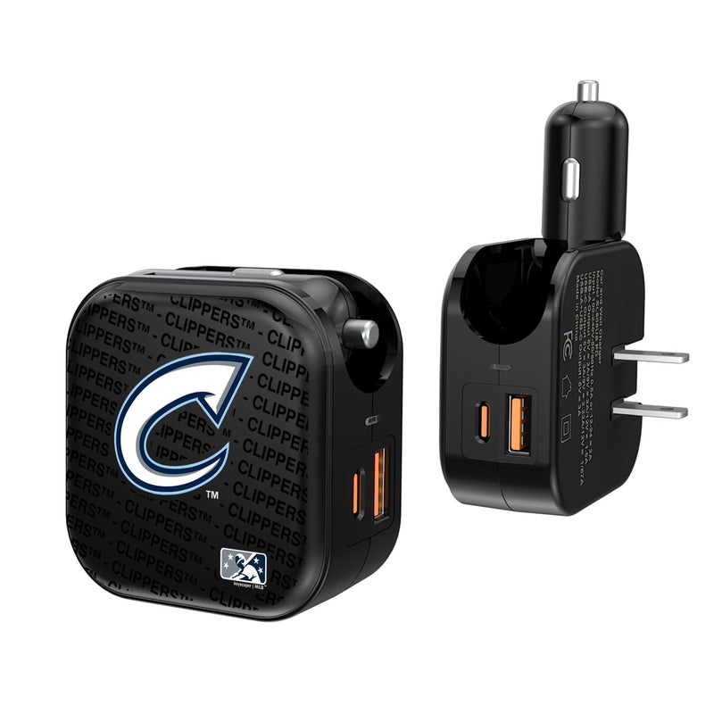 Columbus Clippers Blackletter 2 in 1 USB A/C Charger