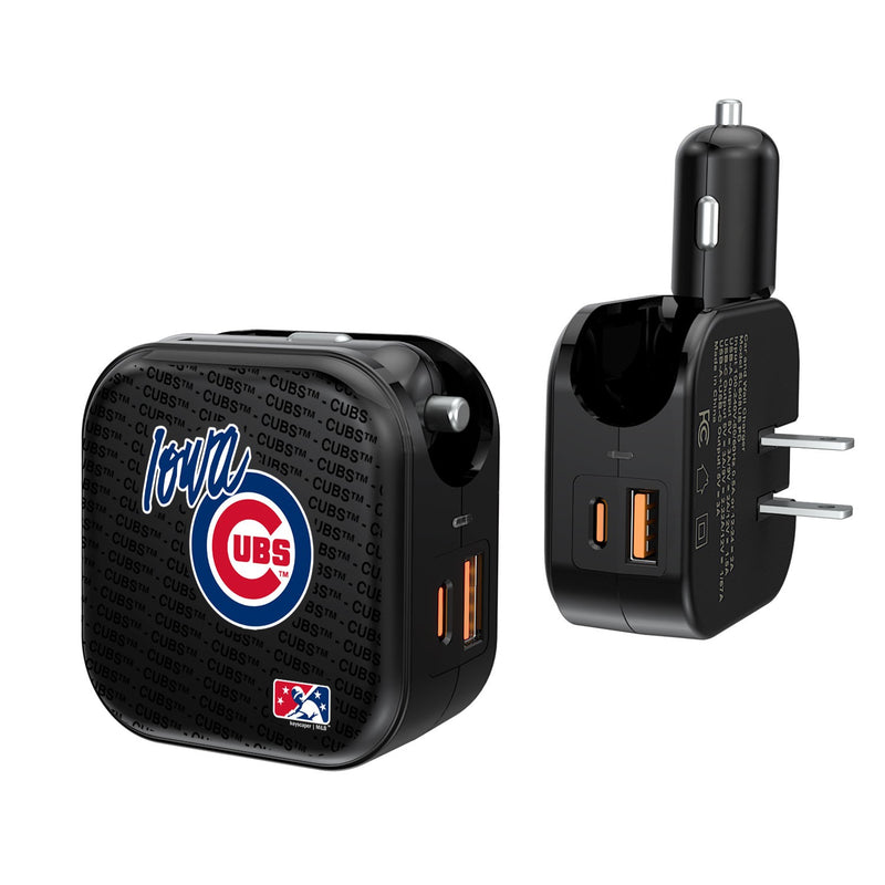 Iowa Cubs Blackletter 2 in 1 USB A/C Charger
