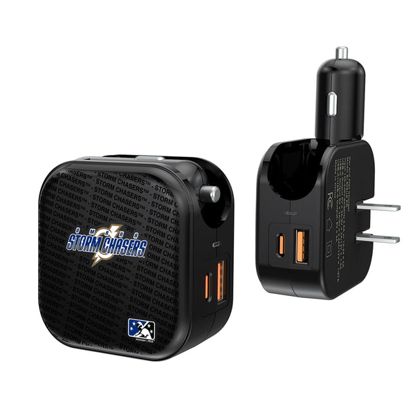 Omaha Storm Chasers Blackletter 2 in 1 USB A/C Charger