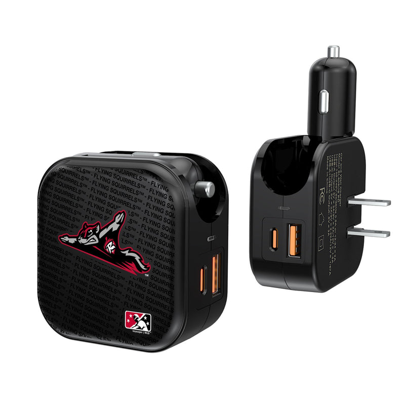 Richmond Flying Squirrels Blackletter 2 in 1 USB A/C Charger