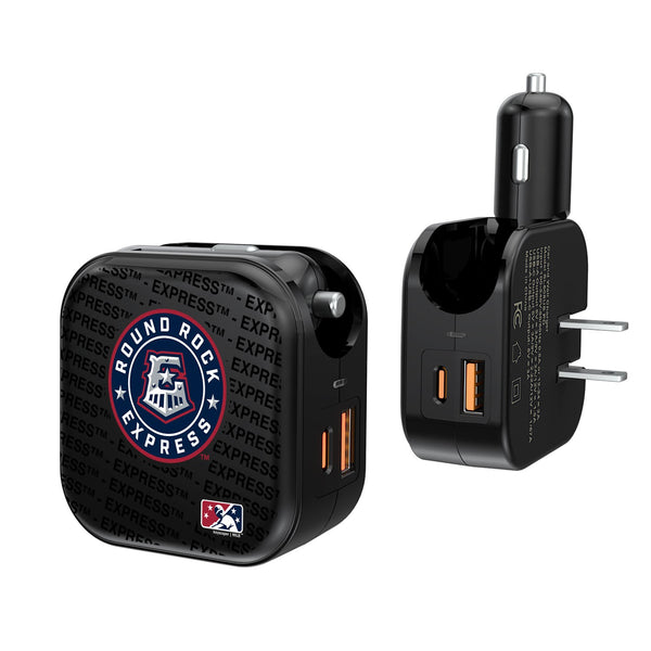 Round Rock Express Blackletter 2 in 1 USB A/C Charger