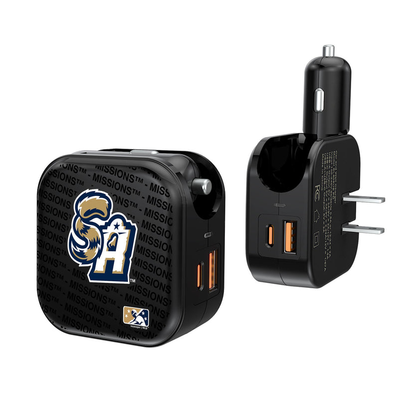 San Antonio Missions Blackletter 2 in 1 USB A/C Charger