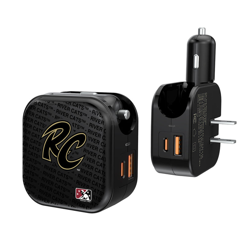 Sacramento River Cats Blackletter 2 in 1 USB A/C Charger