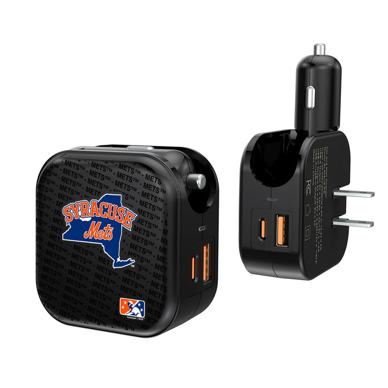Syracuse Mets Blackletter 2 in 1 USB A/C Charger
