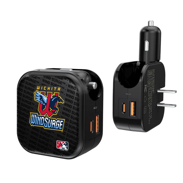 Wichita Wind Surge Blackletter 2 in 1 USB A/C Charger