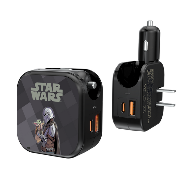 The Mandalorian Grogu and Mando Color Block 2 in 1 USB A/C Charger
